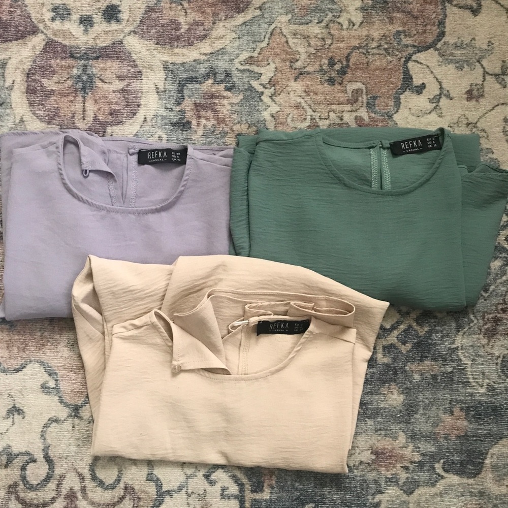 REFKA Women's Lightweight Tunic Top - Lavender, Sage & Cream